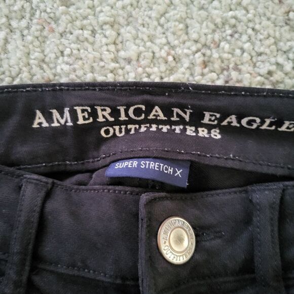 American Eagle Size 2 Jegging Super Stretch‎ X Jeans Medium Black Distressed - Picture 6 of 11